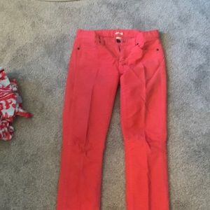 Women’s  JCrew low rise peach/orange corduroys sz 25 skinny.